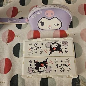 NWOT Kuromi Purple Pouch and White Case Set
